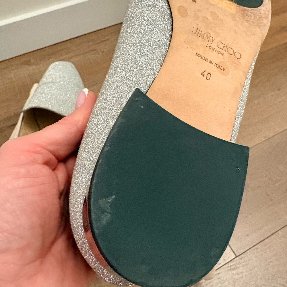 Jimmy Choo Glittering Silver Loafers - Picture 7 of 12